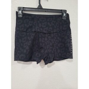 Ryderwear Black Leopard Print Ruched Athletic Shorts‎ Women's M Scrunch Butt #21